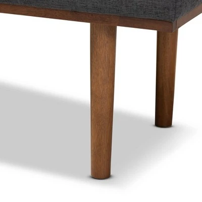 Arne Walnut Finished Bench - Baxton Studio Dark Gray 6 Arne Walnut Finished Bench - Baxton Studio Dark Gray - Image 4