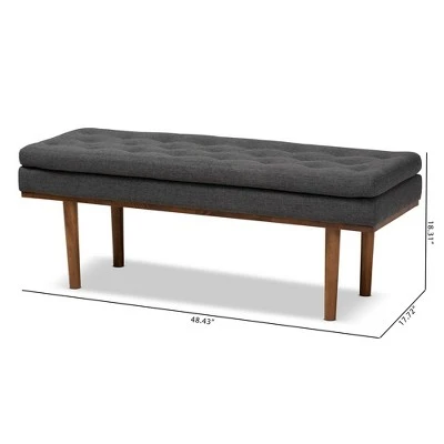 Arne Walnut Finished Bench - Baxton Studio Dark Gray 9 Arne Walnut Finished Bench - Baxton Studio Dark Gray - Image 7