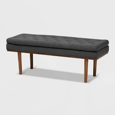 Arne Walnut Finished Bench - Baxton Studio Dark Gray 10 Arne Walnut Finished Bench - Baxton Studio Dark Gray - Image 8