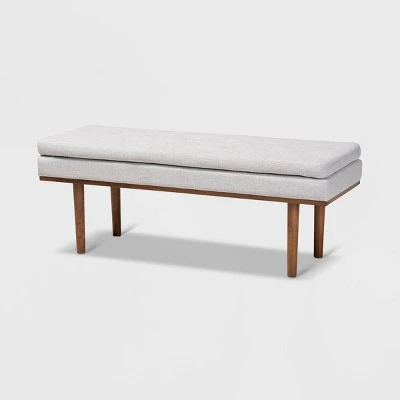 Arne Walnut Finished Bench - Baxton Studio Dark Gray 11 Arne Walnut Finished Bench - Baxton Studio Dark Gray - Image 9