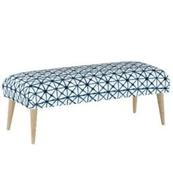 Bench with Cone Legs - Skyline Furniture Watercolor Cross Indigo