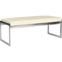 Kitson Bench - Cream/Chrome - Safavieh -Ottomans Official Shop unnamed file 1877