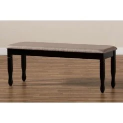 Corey Fabric Upholstered and Wood Dining Bench - Baxton Studio Gray/brown -Ottomans Official Shop unnamed file 1905