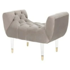 Eugenie Tufted Velvet Acrylic Bench Soft Taupe - Safavieh -Ottomans Official Shop unnamed file 1912