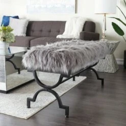 Olivia & May Contemporary Iron Bench Gray - Olivia & May