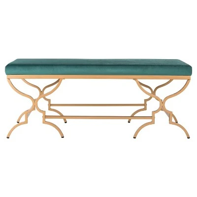 Juliet Rectangular Bench - Safavieh Emerald/gold 11 Juliet Rectangular Bench - Safavieh Emerald/gold - Image 9