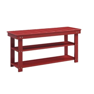 Oxford Utility Mudroom Bench with Shelves - Breighton Home Cranberry Red 6 Oxford Utility Mudroom Bench with Shelves - Breighton Home Cranberry Red - Image 4
