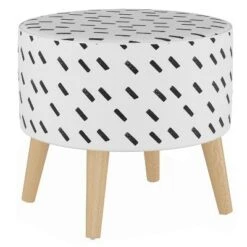 Samantha Round Ottoman with Splayed Legs Charcoal/White Dash - Skyline Furniture