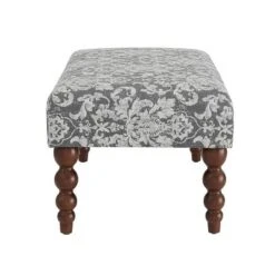 40" Claire Bench with Damascus Print Gray - Linon -Ottomans Official Shop unnamed file 2053