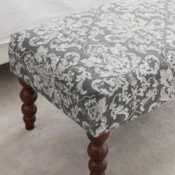 40" Claire Bench with Damascus Print Gray - Linon -Ottomans Official Shop unnamed file 2055