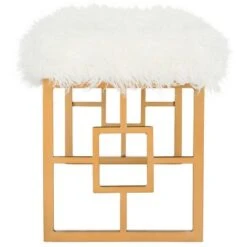 Mera Faux Lamb Bench - White - Safavieh -Ottomans Official Shop unnamed file 2101