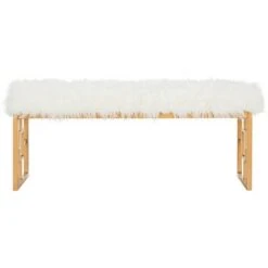 Mera Faux Lamb Bench - White - Safavieh -Ottomans Official Shop unnamed file 2102