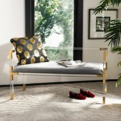 Anastasia Acrylic Bench Brass - Safavieh