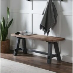 48" Odin Solid Wood Bench Black - Alaterre Furniture