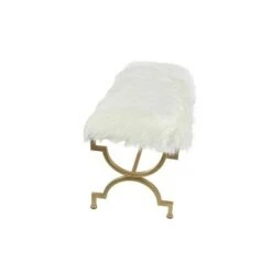 Olivia & May Faux Fur Cushion Bench White - Olivia & May -Ottomans Official Shop unnamed file 2214