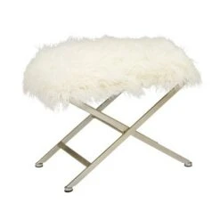 Olivia & May Modern Faux Fur Stool White - Olivia & May -Ottomans Official Shop unnamed file 2218