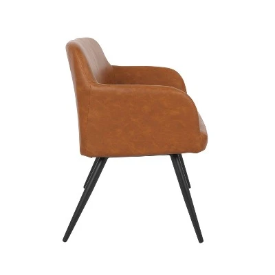 44" Daniella Industrial Bench Steel/Faux Leather Black/Camel - LumiSource 3 44" Daniella Industrial Bench Steel/Faux Leather Black/Camel - LumiSource