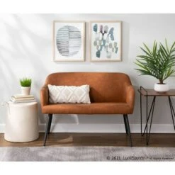 44" Daniella Industrial Bench Steel/Faux Leather Black/Camel - LumiSource 17 44" Daniella Industrial Bench Steel/Faux Leather Black/Camel - LumiSource -Ottomans Official Shop unnamed file 2226