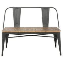 Oregon Industrial Dining/Entryway Bench with Gray Frame And Brown Wood - Lumisource -Ottomans Official Shop unnamed file 2243