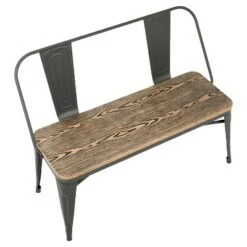 Oregon Industrial Dining/Entryway Bench with Gray Frame And Brown Wood - Lumisource -Ottomans Official Shop unnamed file 2244