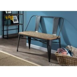 Oregon Industrial Dining/Entryway Bench with Gray Frame And Brown Wood - Lumisource -Ottomans Official Shop unnamed file 2246