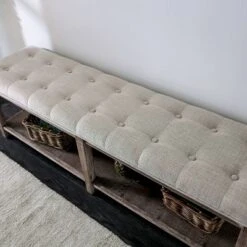 Wixam Tufted Bench Beige/Brown - HOMES: Inside + Out -Ottomans Official Shop unnamed file 2294