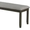 Wooden Bench with Fabric Upholstered Seat and Chamfered Legs - Benzara Gray/black -Ottomans Official Shop unnamed file 2322