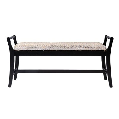 Trentwood Coastal 44.25" Water Hyacinth Bench Whitewashed/Black - Aiden Lane 3 Trentwood Coastal 44.25" Water Hyacinth Bench Whitewashed/Black - Aiden Lane