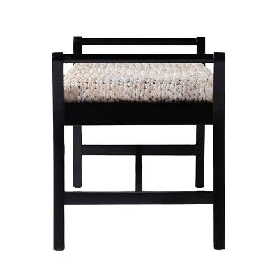 Trentwood Coastal 44.25" Water Hyacinth Bench Whitewashed/Black - Aiden Lane 4 Trentwood Coastal 44.25" Water Hyacinth Bench Whitewashed/Black - Aiden Lane - Image 2