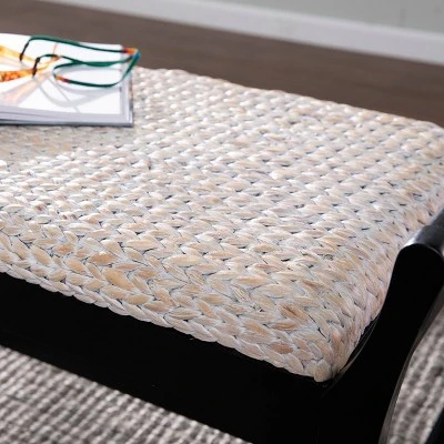 Trentwood Coastal 44.25" Water Hyacinth Bench Whitewashed/Black - Aiden Lane 8 Trentwood Coastal 44.25" Water Hyacinth Bench Whitewashed/Black - Aiden Lane - Image 6