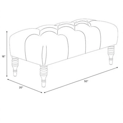Edwardian Upholstered Tufted Bench - Skyline Furniture White 4 Edwardian Upholstered Tufted Bench - Skyline Furniture White - Image 2