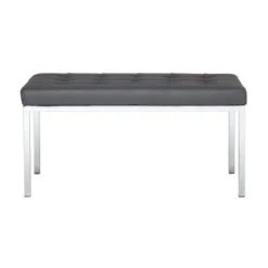 35" Studio Designs Home Lintel Tufted Bonded Leather Bench Gray