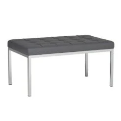35" Studio Designs Home Lintel Tufted Bonded Leather Bench Gray -Ottomans Official Shop unnamed file 2377