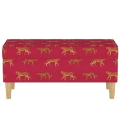 Storage Bench Cheetah Walk Raspberry - Skyline Furniture