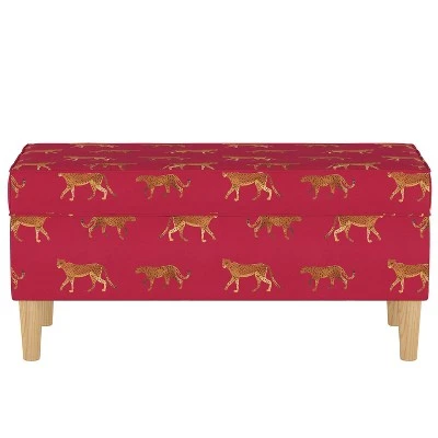 Storage Bench Cheetah Walk Raspberry - Skyline Furniture 3 Storage Bench Cheetah Walk Raspberry - Skyline Furniture