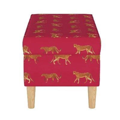 Storage Bench Cheetah Walk Raspberry - Skyline Furniture 4 Storage Bench Cheetah Walk Raspberry - Skyline Furniture - Image 2