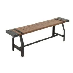 Olivia & May Industrial Metal and Brown Wood Bench Brown - Olivia & May -Ottomans Official Shop unnamed file 2409