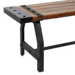 Olivia & May Industrial Metal and Brown Wood Bench Brown - Olivia & May -Ottomans Official Shop unnamed file 2410