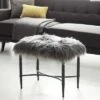 Olivia & May Modern Faux Fur Cushioned Stool Gray - Olivia & May -Ottomans Official Shop unnamed file 2411