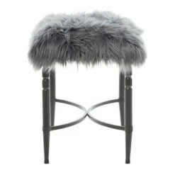 Olivia & May Modern Faux Fur Cushioned Stool Gray - Olivia & May 7 Olivia & May Modern Faux Fur Cushioned Stool Gray - Olivia & May -Ottomans Official Shop unnamed file 2412