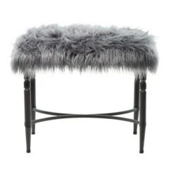 Olivia & May Modern Faux Fur Cushioned Stool Gray - Olivia & May 9 Olivia & May Modern Faux Fur Cushioned Stool Gray - Olivia & May -Ottomans Official Shop unnamed file 2414