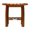 Oceanstar Solid Wood Spa Shower Bench with Storage Shelf, Teak Color Finish