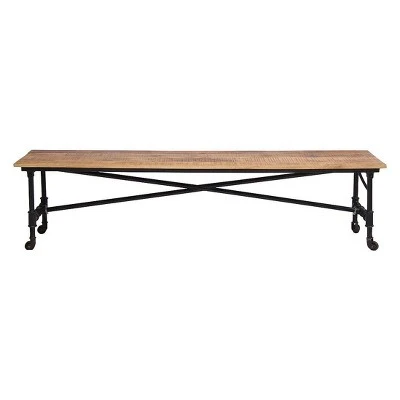 Reclaimed 71" Wood Bench with Iron Wheels - Timbergirl 3 Reclaimed 71" Wood Bench with Iron Wheels - Timbergirl