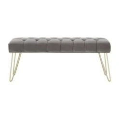 Hewett Velvet Tufted Metal Bench - Inspire Q Black