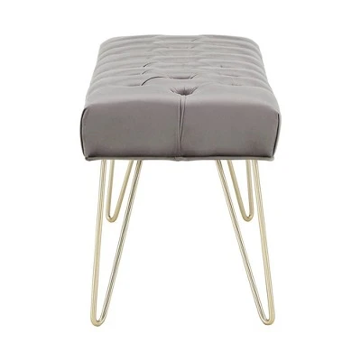 Hewett Velvet Tufted Metal Bench - Inspire Q Black 4 Hewett Velvet Tufted Metal Bench - Inspire Q Black - Image 2