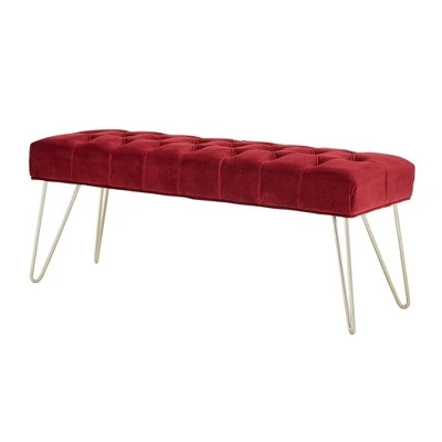 Hewett Velvet Tufted Metal Bench - Inspire Q Black 11 Hewett Velvet Tufted Metal Bench - Inspire Q Black - Image 9