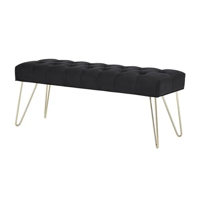 Hewett Velvet Tufted Metal Bench - Inspire Q Black 12 Hewett Velvet Tufted Metal Bench - Inspire Q Black - Image 10