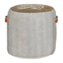 Olivia & May Canvas Pouf with Star Motif Brown - Olivia & May -Ottomans Official Shop unnamed file 2473