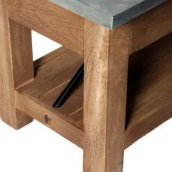 Alaterre Furniture Millwork Bench with Open Coat Hook Shelf Wood and Zinc Metal Silver/Light Amber - Alaterre -Ottomans Official Shop unnamed file 2553