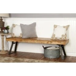 Olivia & May Natural Solid Wood Bench Light Brown - Olivia & May